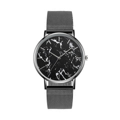 Fashion Rose Gold Mesh Band Creative Marble Female Wrist Watch Luxury