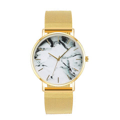 Fashion Rose Gold Mesh Band Creative Marble Female Wrist Watch Luxury