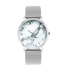 Fashion Rose Gold Mesh Band Creative Marble Female Wrist Watch Luxury
