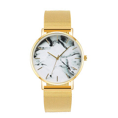 Fashion Rose Gold Mesh Band Creative Marble Female Wrist Watch Luxury