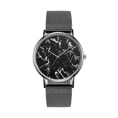 Fashion Rose Gold Mesh Band Creative Marble Female Wrist Watch Luxury